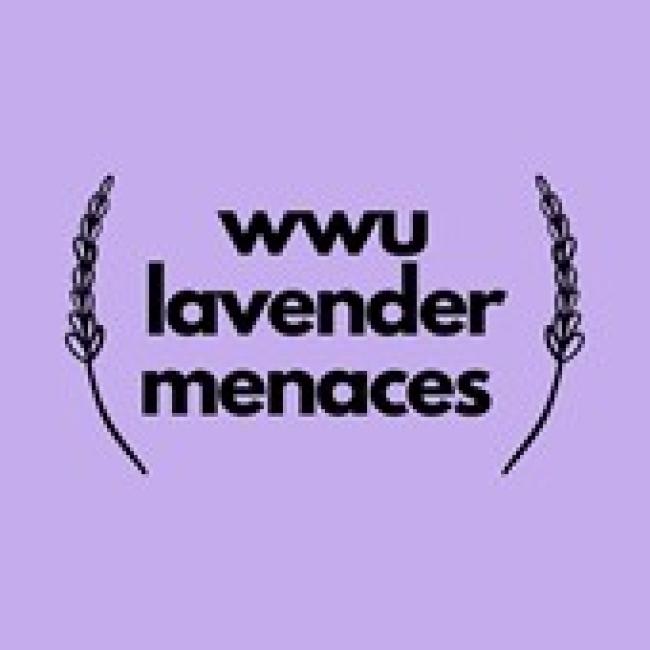 wwu lavender menaces, black text and lavender illustrations on pale purple background