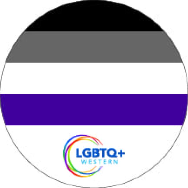 Ace Pride flag: Black, gray, white, purple stripes