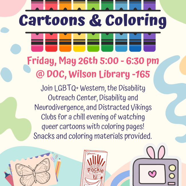 Cartoons and Coloring decorative event flyer with event detail text described below