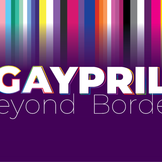 a decorative flyer advertising Gaypril events.